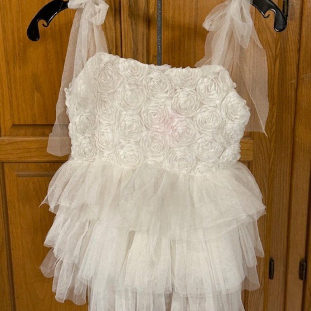 White Rosette & Tulle Dress  WHTROS130  NWT Boutique